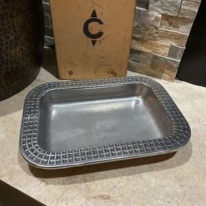 Vintage WILTON ARMETALE Armetale Basket Weave Rectangular Baker Tray